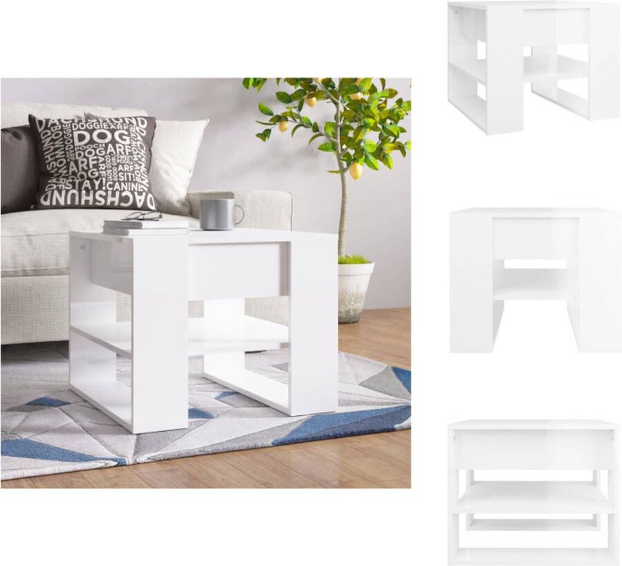 VidaXL Salontafel Praktisch Materiaal- Bewerkt hout Afmetingen- 55.5x55x45 cm Kleur- Hoogglans wit Tafel