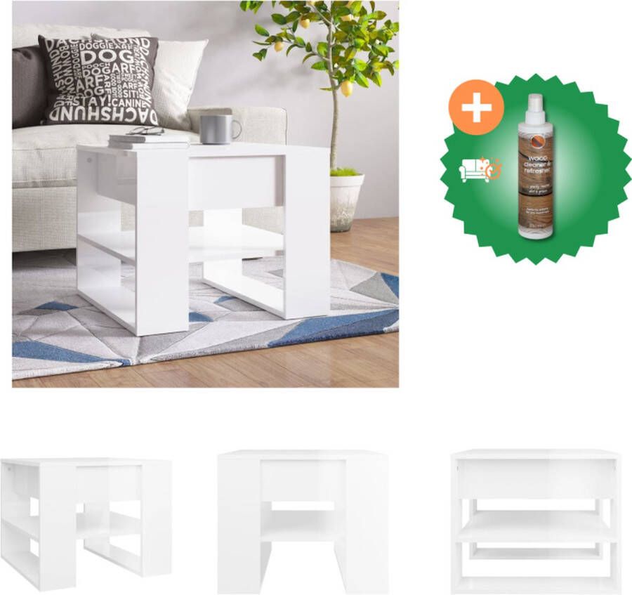 VidaXL Salontafel Praktisch Materiaal- Bewerkt hout Afmetingen- 55.5x55x45 cm Kleur- Hoogglans wit Tafel Inclusief Houtreiniger en verfrisser