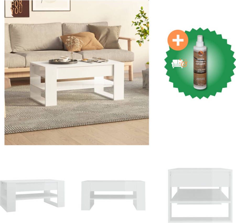 VidaXL Salontafel Praktisch Materiaal Hoogglans Wit Afmetingen- 102 x 55 x 45 cm Montage vereist Tafel Inclusief Houtreiniger en verfrisser