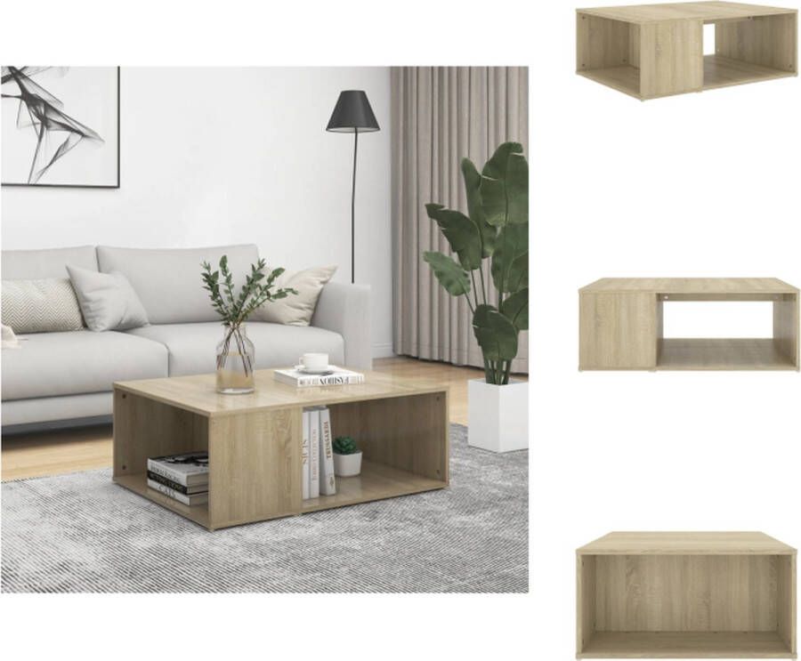 VidaXL salontafel praktische woonkamertafel 90 x 67 x 33 cm stabiel schoon te maken kleur- sonoma eiken materiaal- spaanplaat Tafel - Foto 2