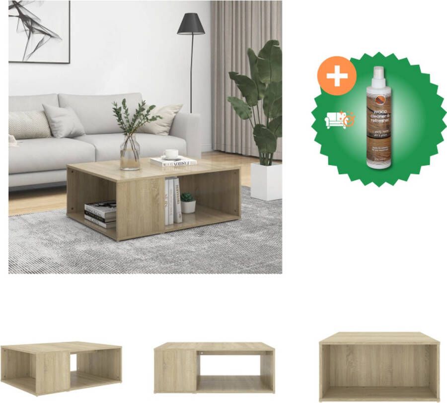 VidaXL salontafel praktische woonkamertafel 90 x 67 x 33 cm stabiel schoon te maken kleur- sonoma eiken materiaal- spaanplaat Tafel Inclusief Houtreiniger en verfrisser