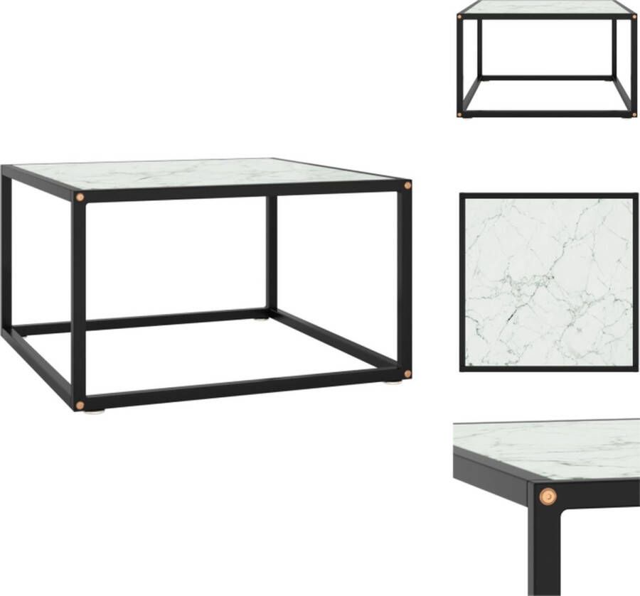 VidaXL Salontafel praktische woonkamertafel Glas staal 60 x 60 x 35 cm Zwart wit Tafel
