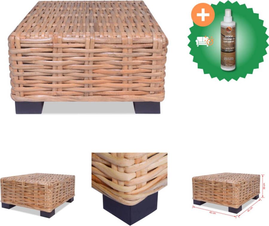 VidaXL Salontafel natuurlijk rattan 45x45x30 cm Tafel Inclusief Houtreiniger en verfrisser