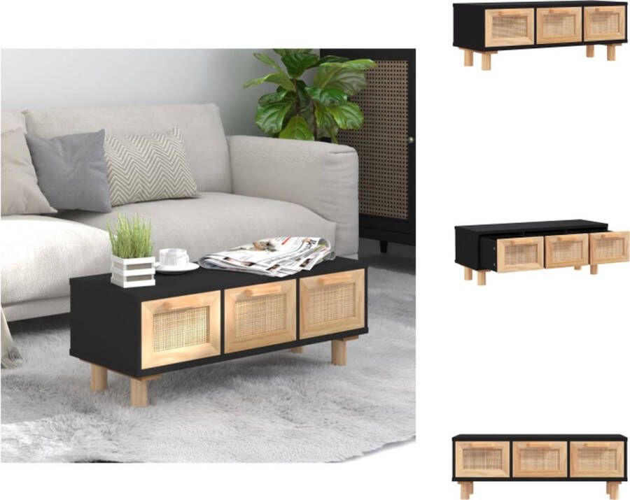 VidaXL Salontafel Rattan 80x40x30 cm Zwart Tafel