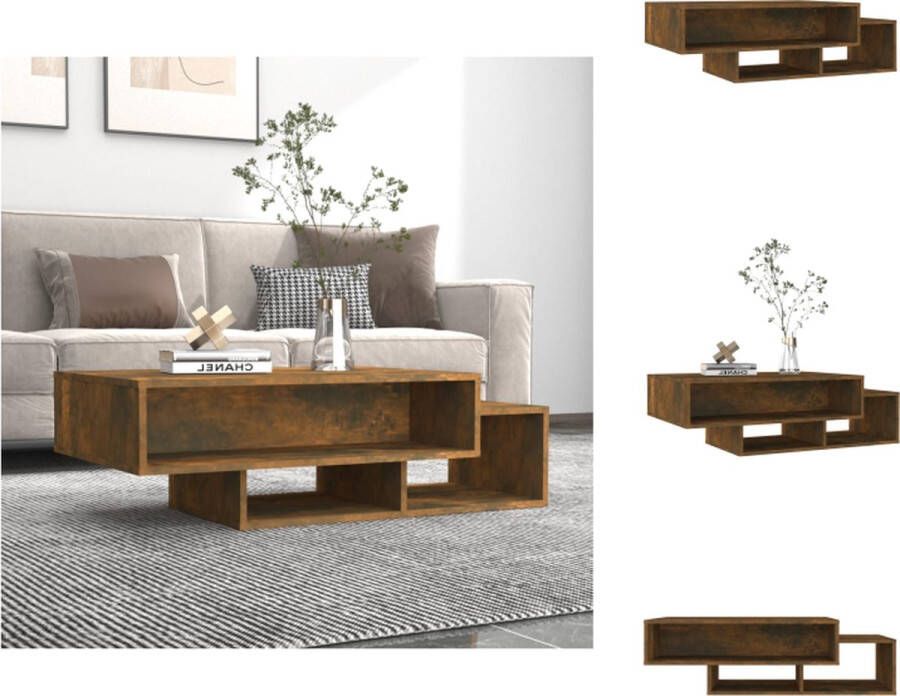 VidaXL Salontafel Salontafels Bijzettafel Tafel Salontafel 105x55x32 cm bewerkt hout gerookt eikenkleurig - Foto 2