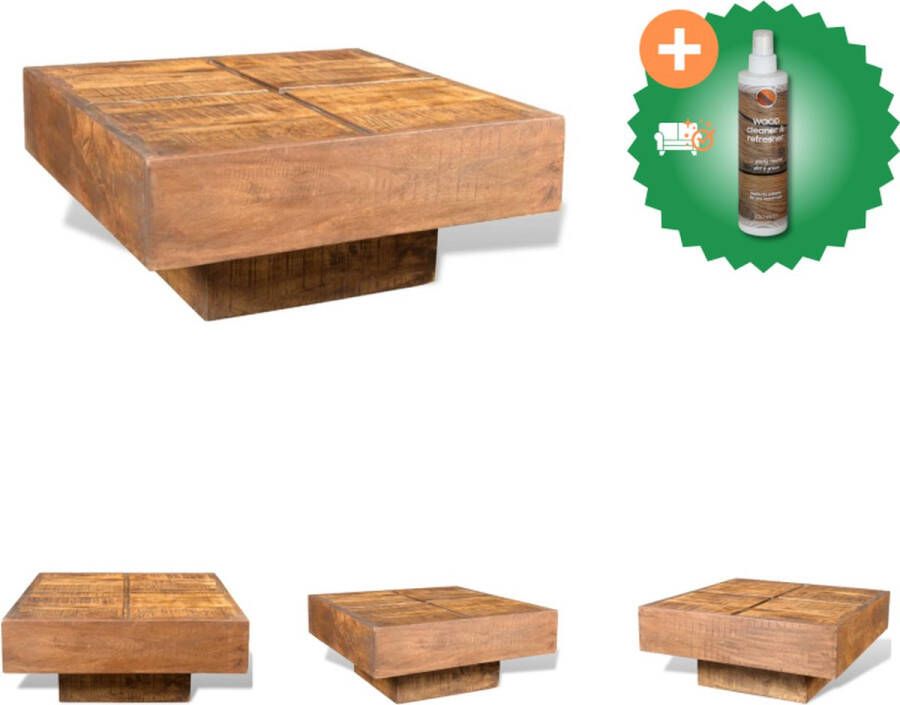 VidaXL Salontafel Retro Vierkant Antieke Stijl Hout 68x68x30 cm Bruin Tafel Inclusief Houtreiniger en verfrisser