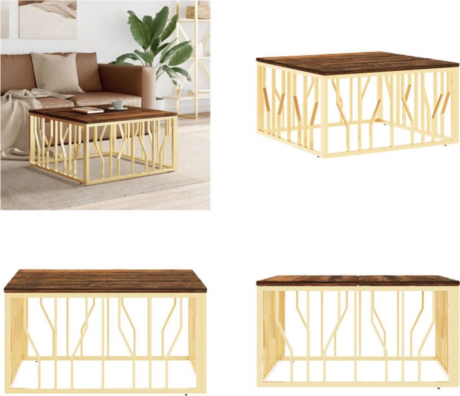 VidaXL -Salontafel-roestvrij-staal-en-massief-gerecycled-hout-goudkleur Salontafel Salontafels Bijzettafel Banktafel