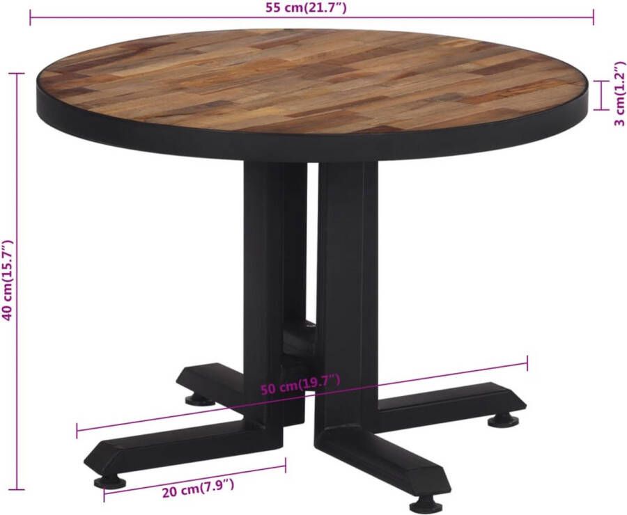 VidaXL -Salontafel-rond-Ø55x40-cm-massief-gerecycled-teakhout - Foto 3