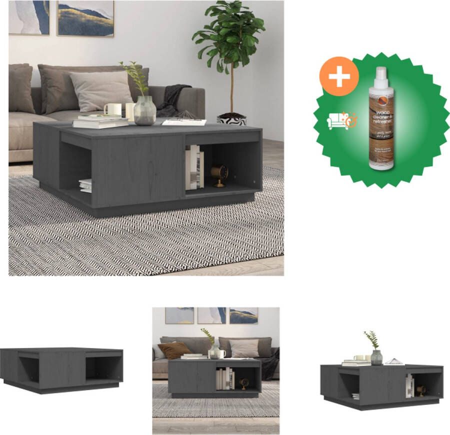 VidaXL Salontafel Rustiek Grijs 100 x 101 x 40.5 cm Massief Grenenhout Tafel Inclusief Houtreiniger en verfrisser