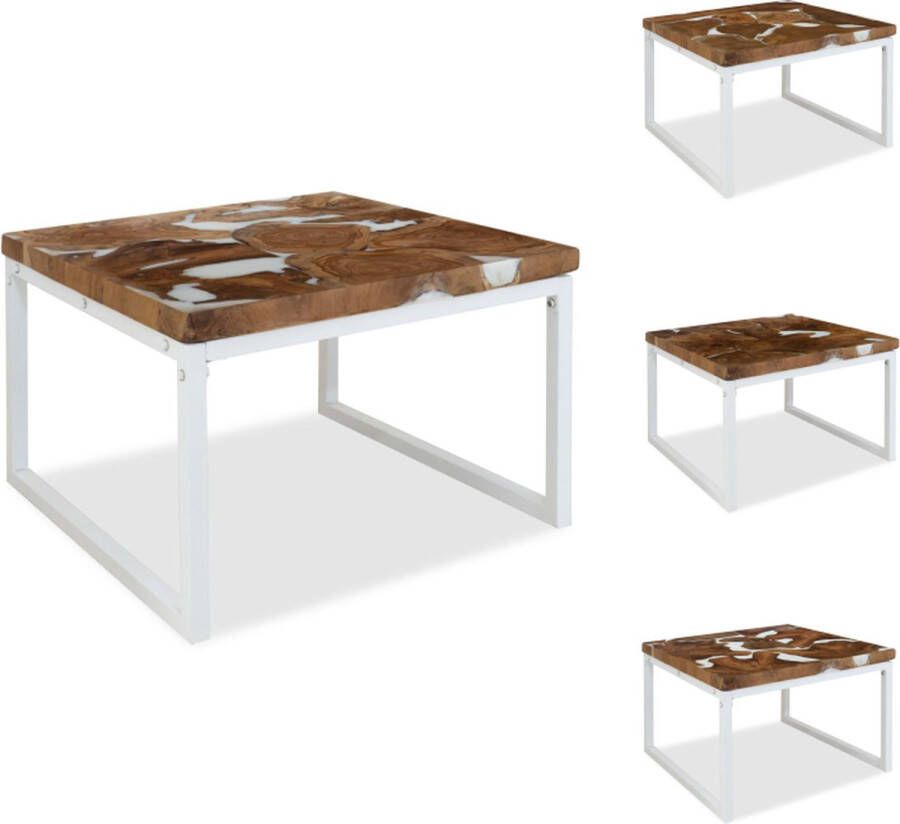 VidaXL Salontafel Salontafels Bijzettafel Bijzettafels Salontafel 60x60x40 cm teakhout en hars