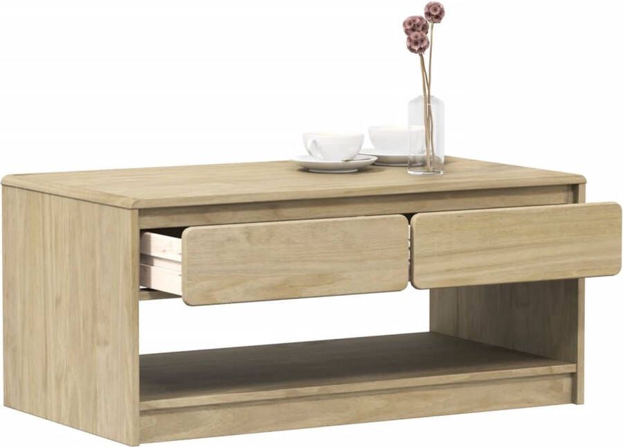 VidaXL -Salontafel-SAUDA-99x55x45-cm-massief-grenenhout-eikenkleurig - Foto 2