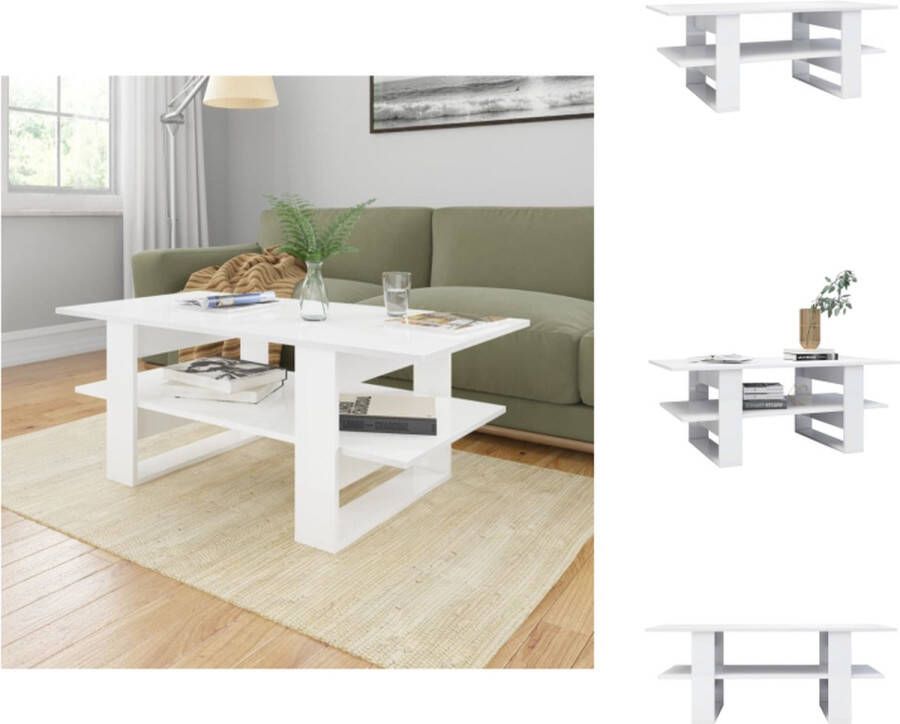 VidaXL Salontafel Scandinavisch 110 x 55 x 42 cm hoogglans wit met schap Tafel