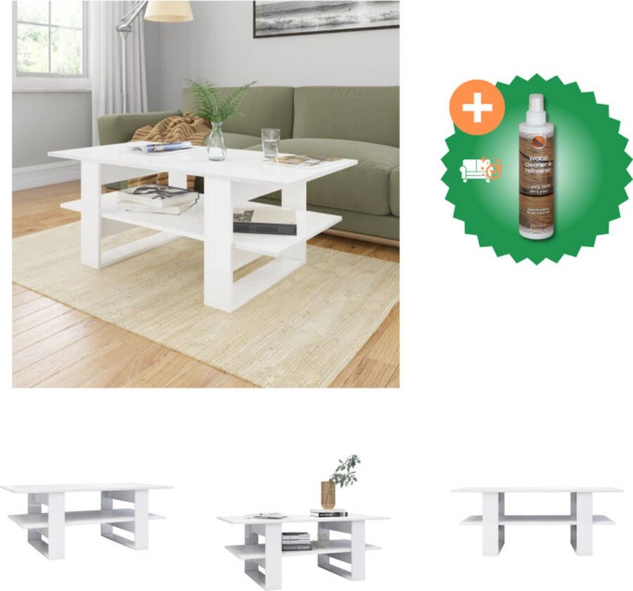 VidaXL Salontafel Scandinavisch 110 x 55 x 42 cm hoogglans wit met schap Tafel Inclusief Houtreiniger en verfrisser
