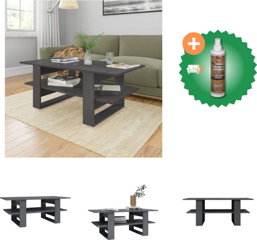VidaXL Salontafel Scandinavisch 110x55x42 cm Hoogglans grijs Met schap Tafel Inclusief Houtreiniger en verfrisser