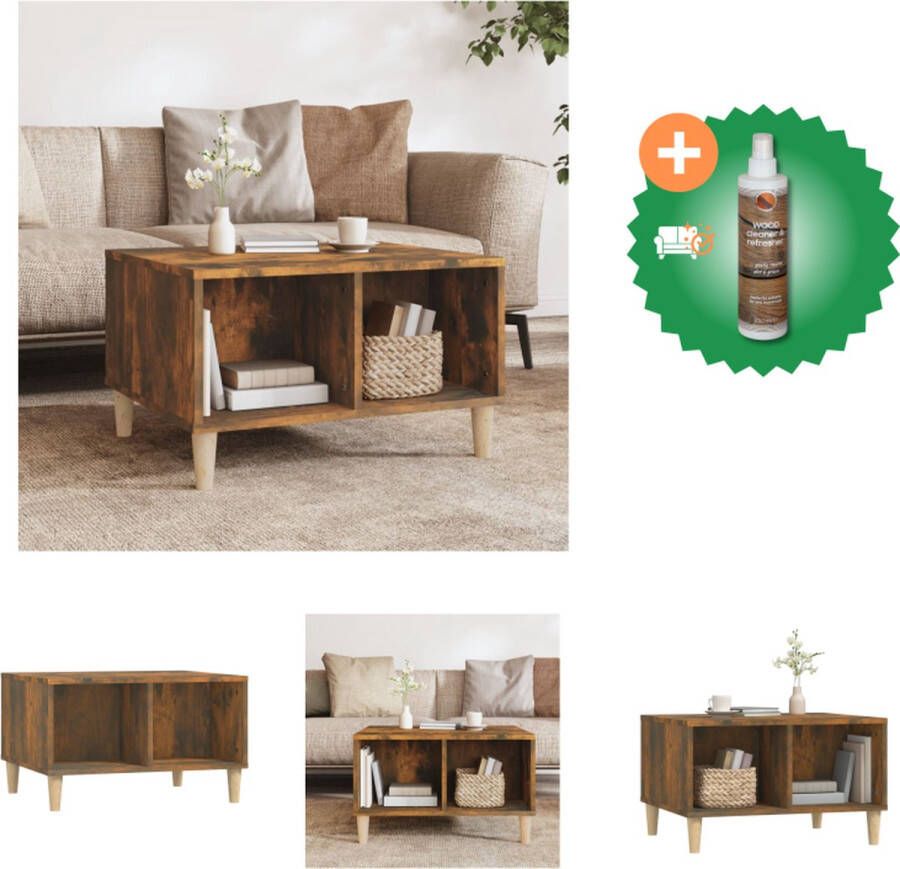 VidaXL Salontafel Scandinavisch Bewerkt Hout 60 x 50 x 36.5 cm Gerookt Eiken Tafel Inclusief Houtreiniger en verfrisser