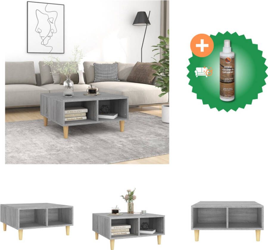 VidaXL Salontafel Scandinavisch Opbergschappen 60 x 60 x 30 cm Grijs Sonoma Eiken Tafel Inclusief Houtreiniger en verfrisser - Foto 2