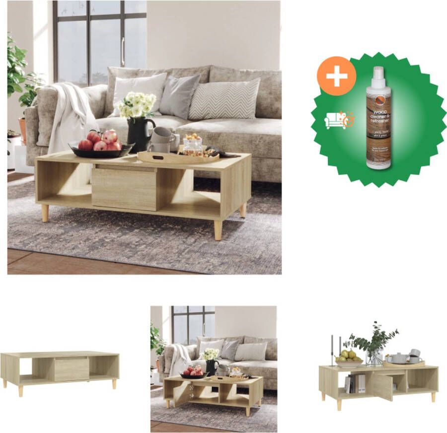 VidaXL Salontafel Scandinavische Charme Opbergschappen Sonoma Eiken 103.5 x 60 x 35 cm Tafel Inclusief Houtreiniger en verfrisser