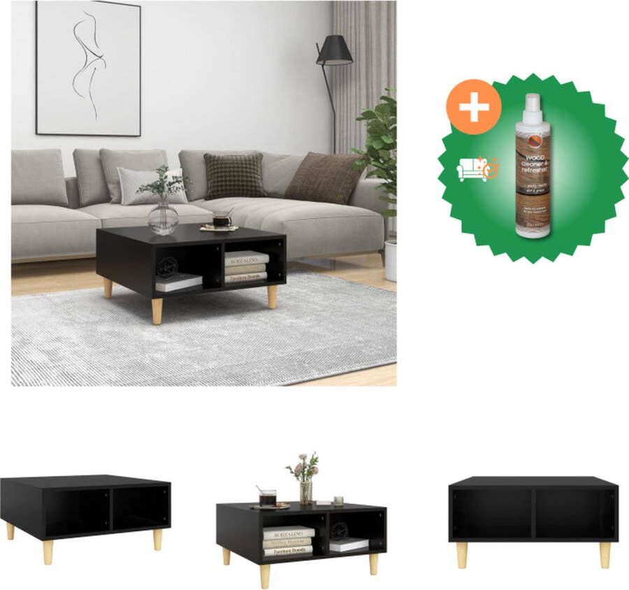 VidaXL Salontafel Scandinavische Charme Zwarte S Opbergschappen 60x60x30cm Hout Tafel Inclusief Houtreiniger en verfrisser