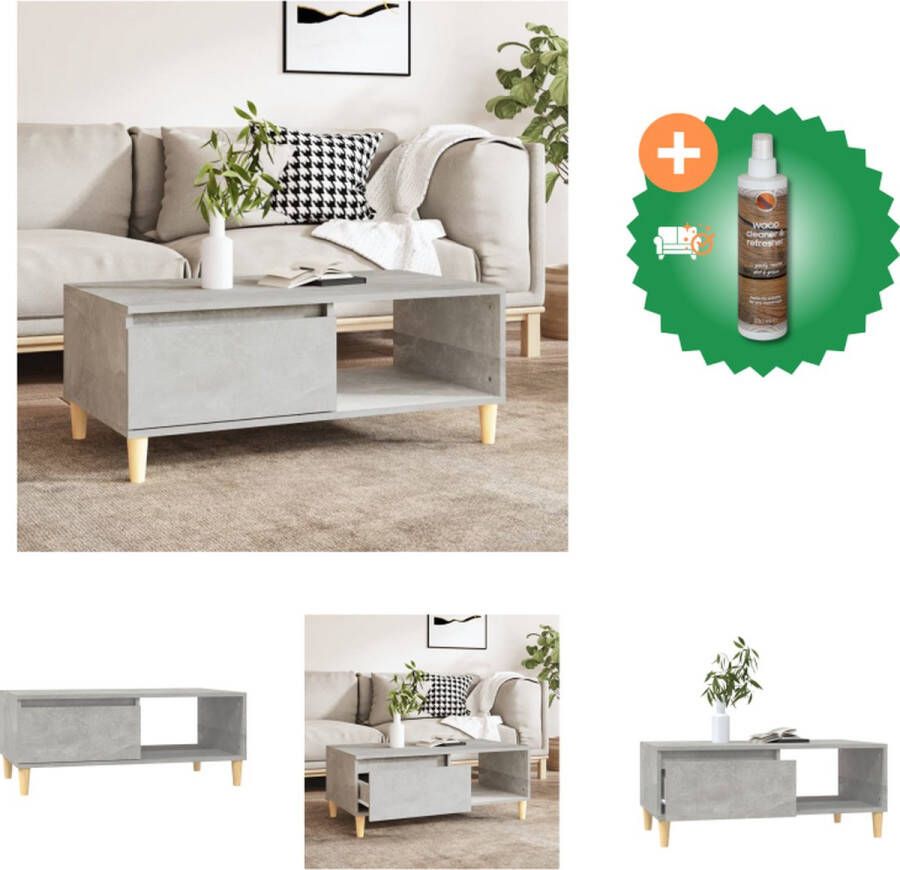 VidaXL Salontafel Scandinavische stijl Betongrijs 90x50x36.5cm Tafel Inclusief Houtreiniger en verfrisser - Foto 4