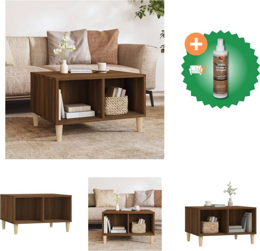 VidaXL Salontafel Scandinavische stijl Duurzaam hout Ruime opbergruimte Bruineiken 60x50x36.5cm Tafel Inclusief Houtreiniger en verfrisser
