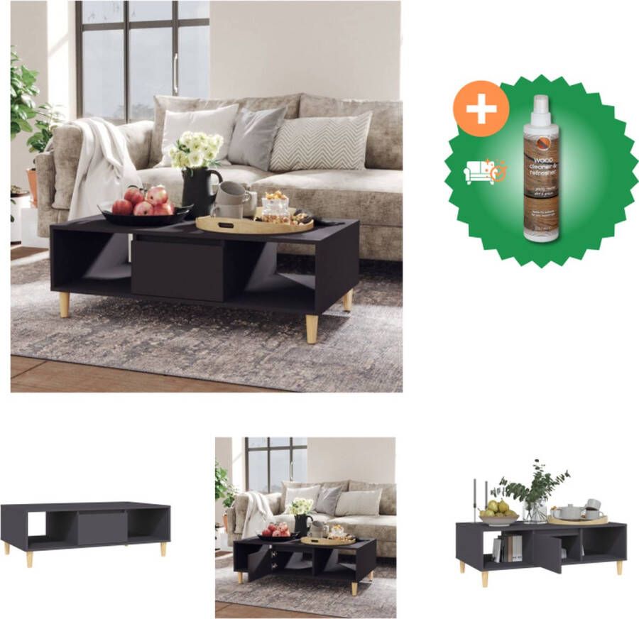 VidaXL Salontafel Industrieel Grijs 103.5 x 60 x 35 cm Met opbergschappen Tafel Inclusief Houtreiniger en verfrisser - Foto 2