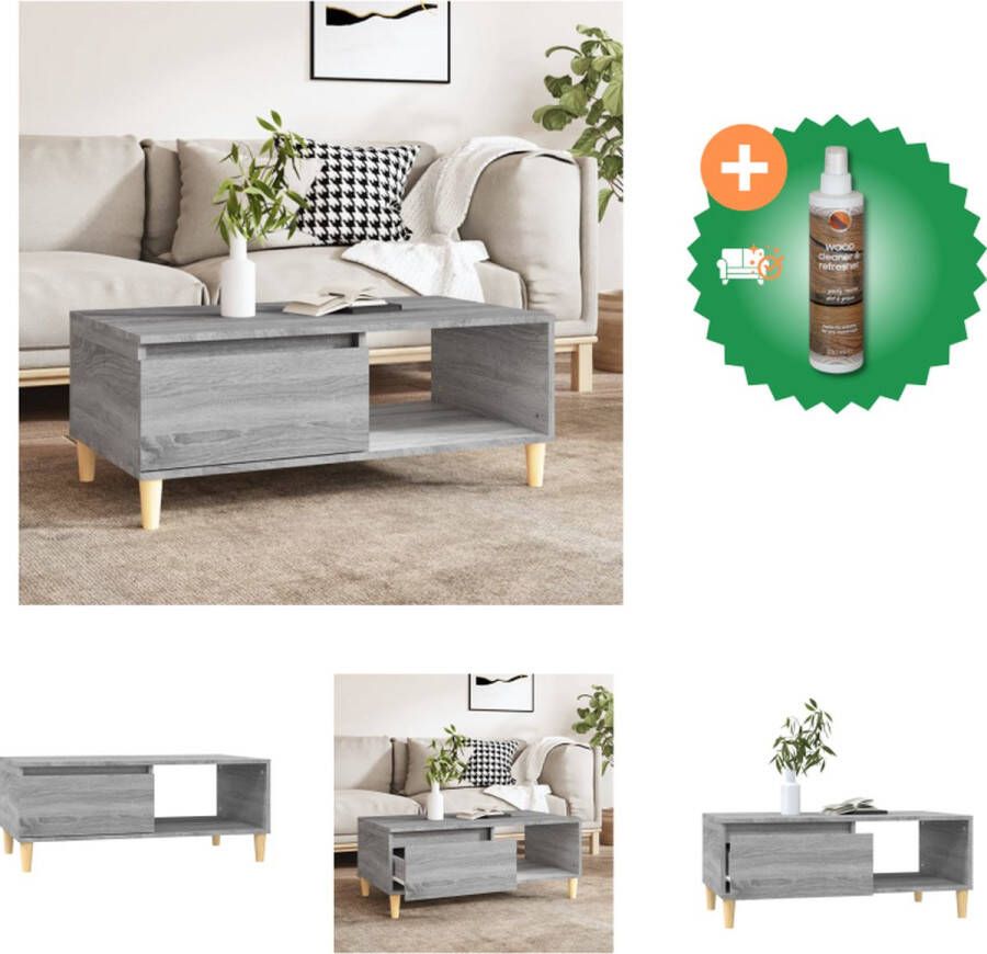 VidaXL Salontafel Industriële Stijl 90x50x36.5 cm Grijs Sonoma Eiken Met lade en open vak Hoge kwaliteit Montagehandleiding Tafel Inclusief Houtreiniger en verfrisser - Foto 3
