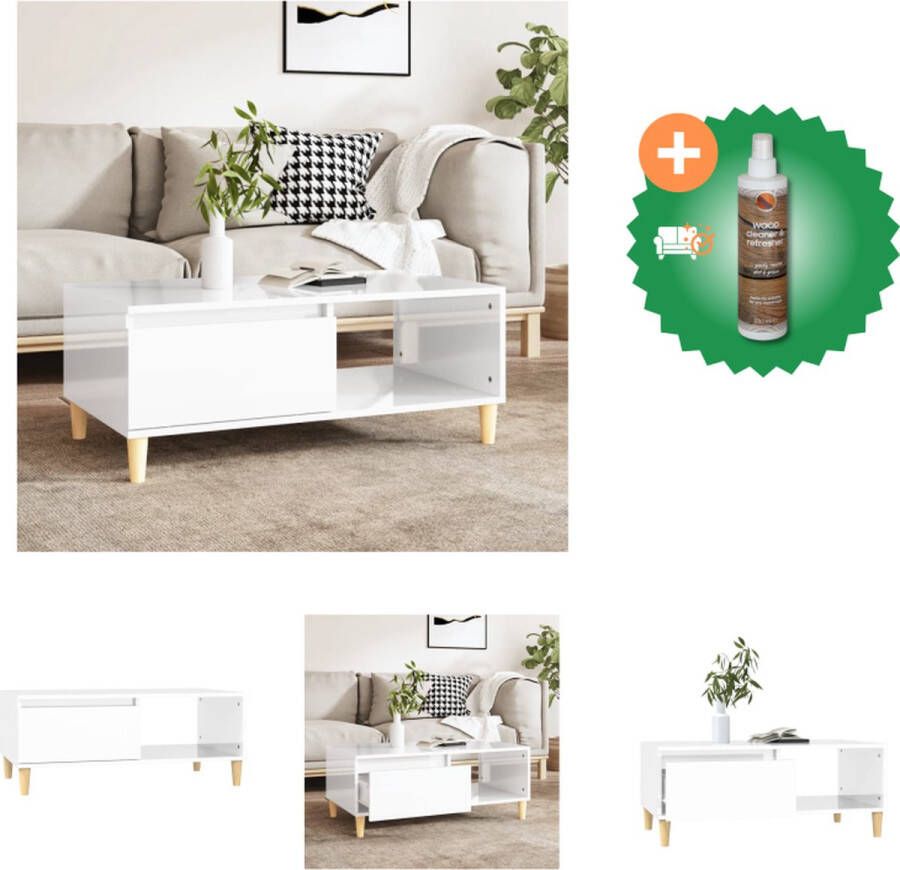 VidaXL Salontafel Scandinavische Stijl Opbergruimte Hout 90x50x36.5 cm Tafel Inclusief Houtreiniger en verfrisser - Foto 2