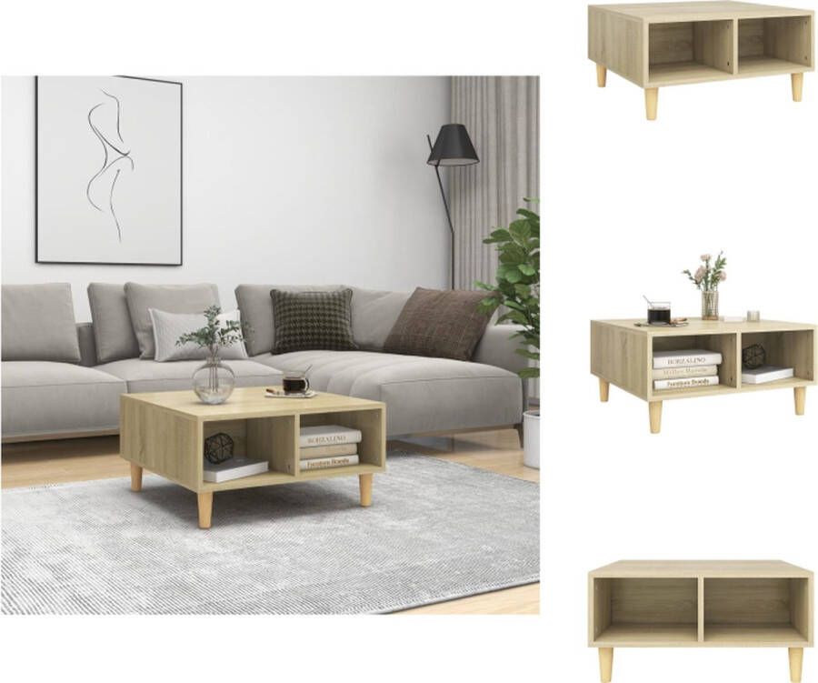VidaXL Tafel Tafels Tafeltje Tafeltjes Salontafel 60x60x30 cm bewerkt hout sonoma eikenkleurig - Foto 2