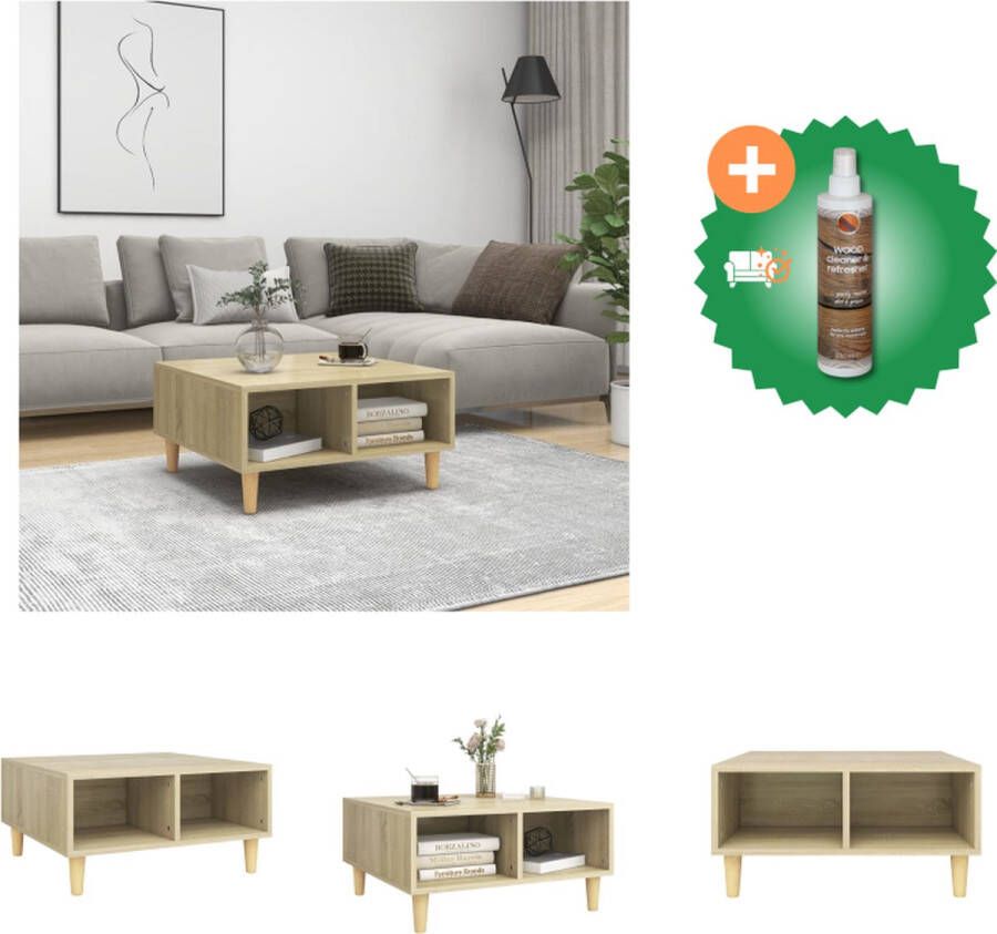 VidaXL Salontafel Scandinavische stijl Opbergschappen 60 x 60 x 30 cm Sonoma eiken Tafel Inclusief Houtreiniger en verfrisser