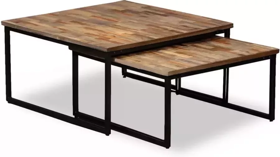 vidaXL Salontafel set 2-delig massief gerecycled teak