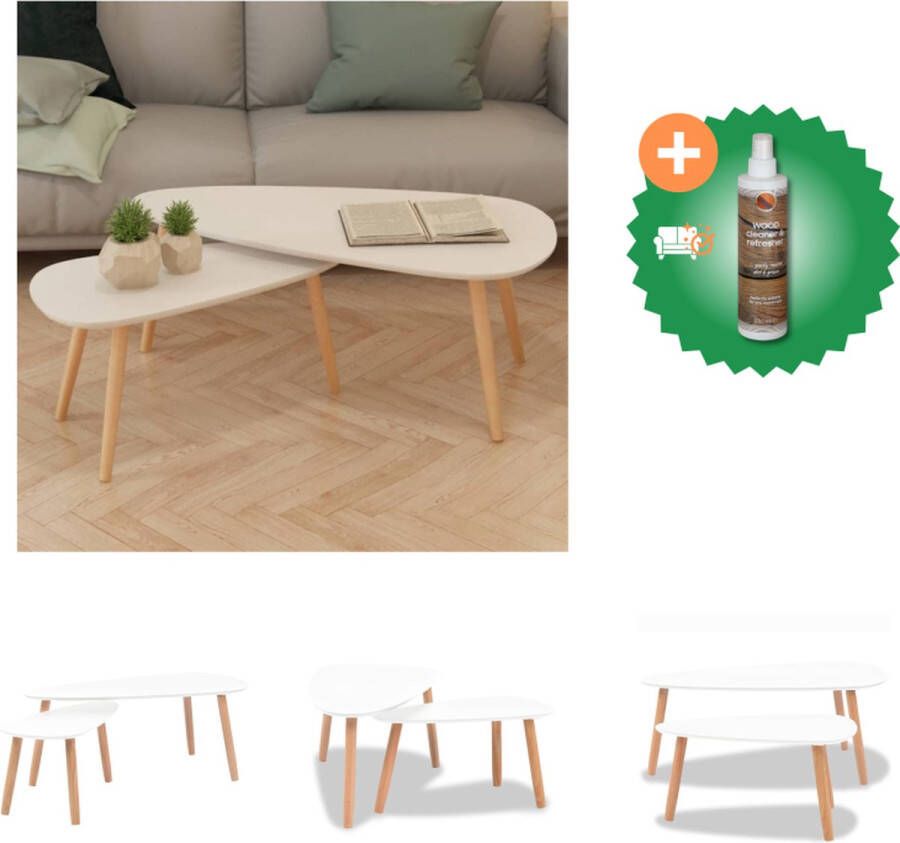 VidaXL Salontafelset Grenenhout Ruimtebesparend Stevig tafelblad Veelzijdig gebruik Wit 110x50x35cm 70x30x45cm Inclusief montagehandleiding 2 stuks Tafel Inclusief Houtreiniger en verfrisser - Foto 3