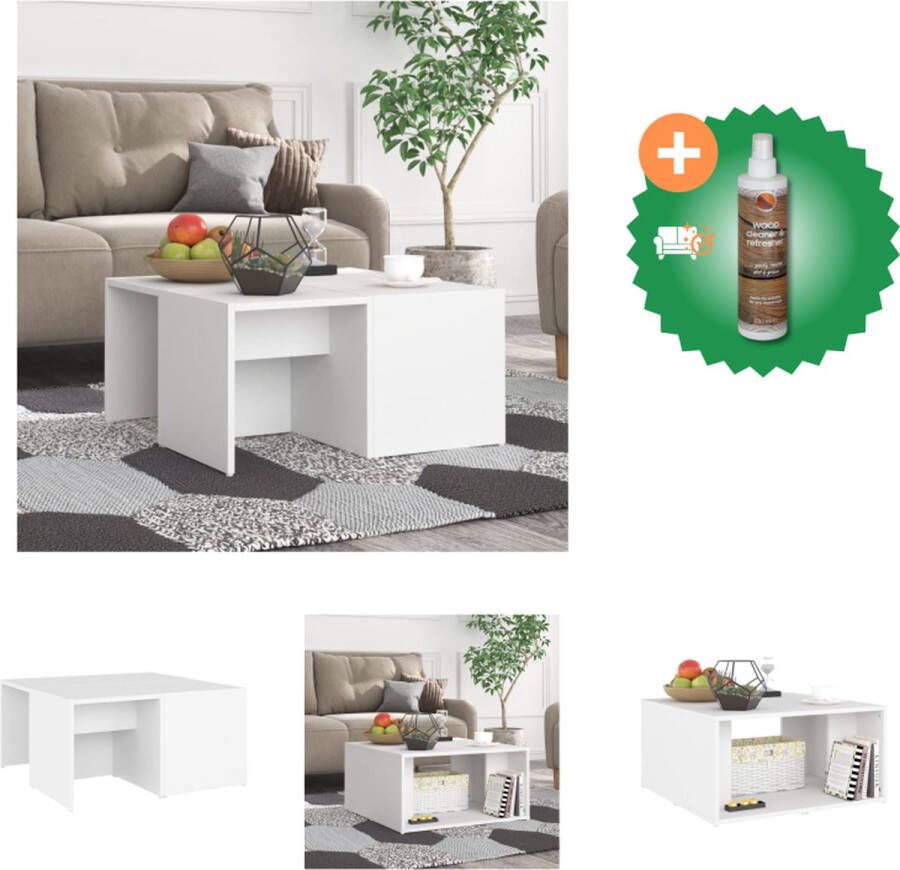 VidaXL Salontafel Set Wit 66 x 66 x 33 cm Bewerkt hout Tafel Inclusief Houtreiniger en verfrisser