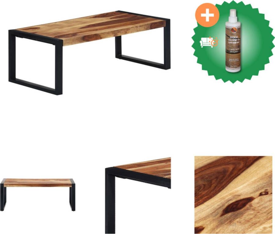 VidaXL Salontafel Sheeshamhout 110x60x40 cm Natuurlijke houtkleur en zwart Tafel Inclusief Houtreiniger en verfrisser