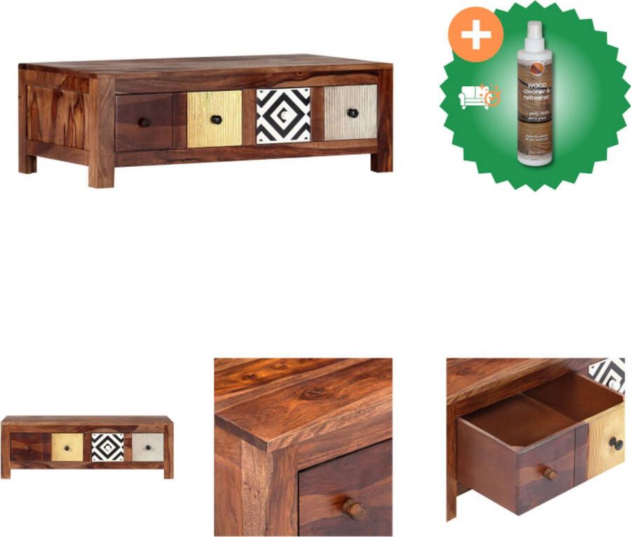 VidaXL Salontafel Sheeshamhout 90x50x30 Antieke stijl Tafel Inclusief Houtreiniger en verfrisser