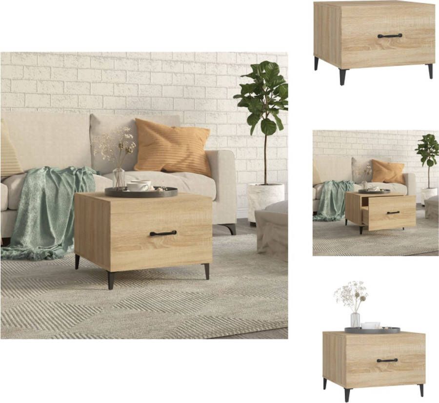 VidaXL Salontafel Salontafels Tafel Bijzettafel Salontafel met metalen poten 50x50x40 cm sonoma eikenkleurig - Foto 2