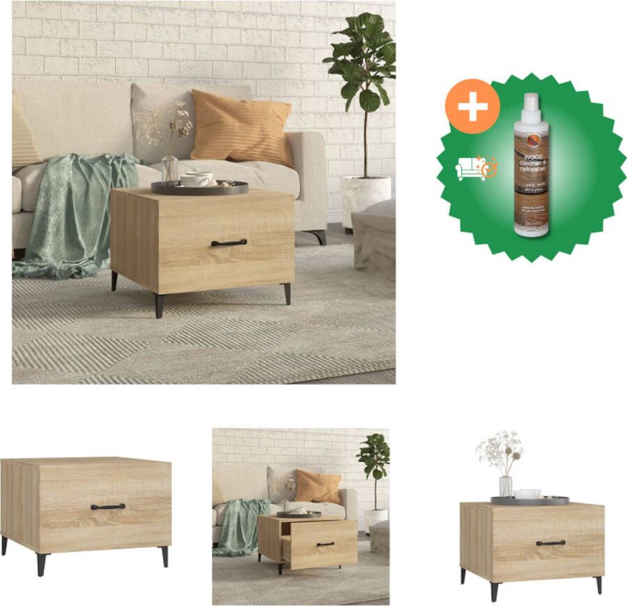 VidaXL Salontafel met metalen poten 50x50x40 cm sonoma eikenkleurig Tafel Inclusief Houtreiniger en verfrisser
