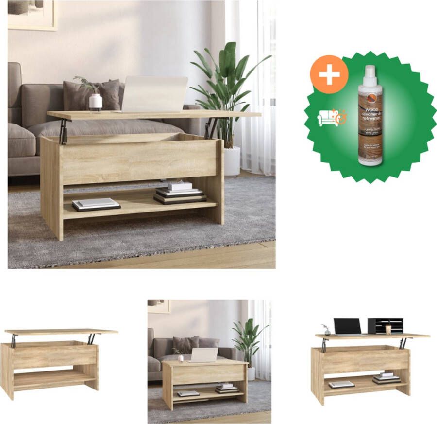 VidaXL Salontafel 80x50x40 cm bewerkt hout sonoma eikenkleurig Tafel Inclusief Houtreiniger en verfrisser