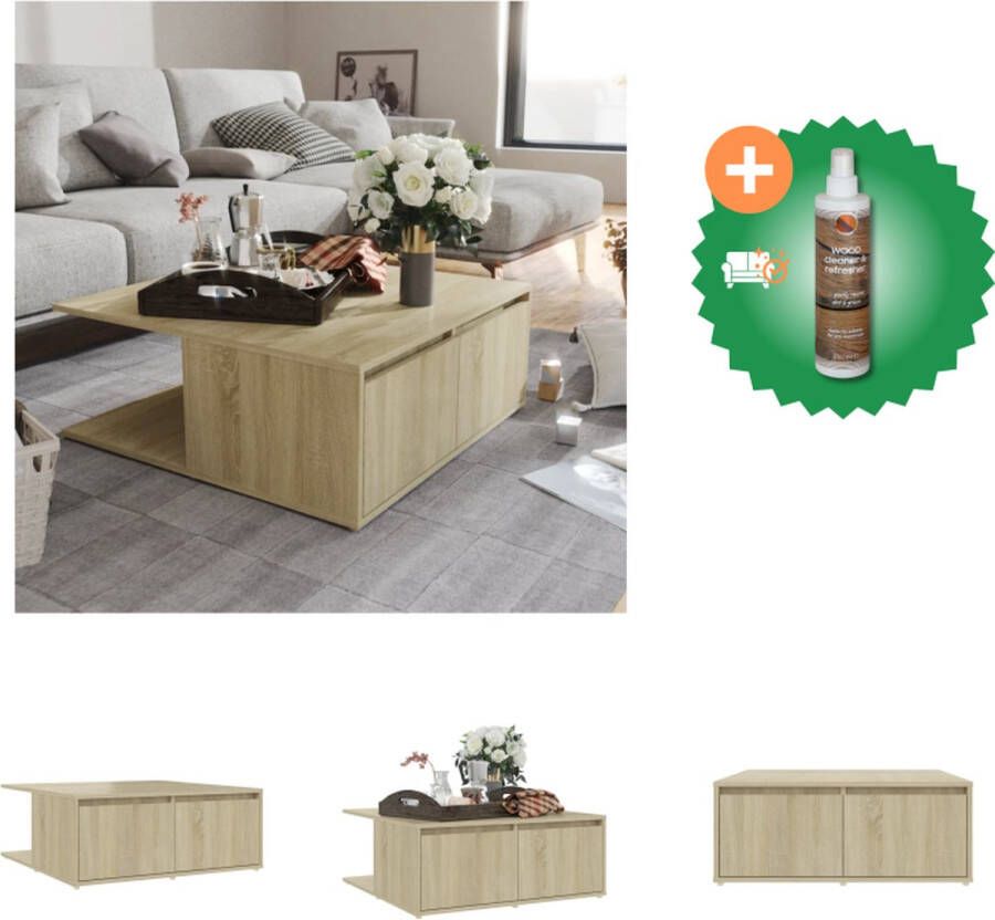 VidaXL Salontafel Sonoma Eiken 80 x 80 x 31 cm Stabiele en Duurzame Tafel Inclusief Houtreiniger en verfrisser
