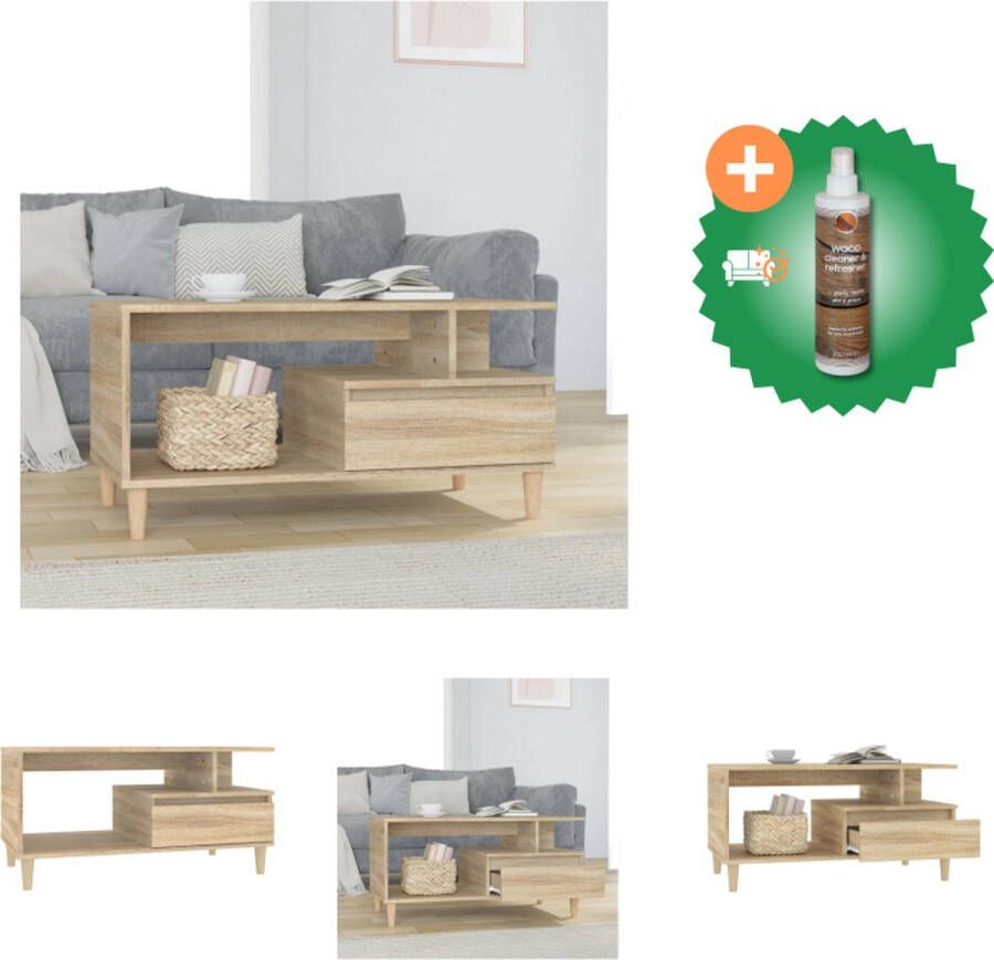 VidaXL Salontafel Sonoma eiken 90 x 49 x 45 cm Duurzaam bewerkt hout Met opbergruimte Tafel Inclusief Houtreiniger en verfrisser