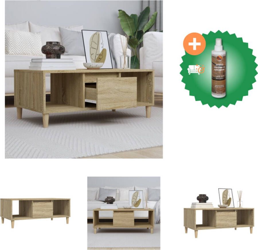 VidaXL Salontafel Sonoma Eiken 90 x 50 x 36.5 cm Duurzaam Houten Ontwerp Tafel Inclusief Houtreiniger en verfrisser - Foto 2