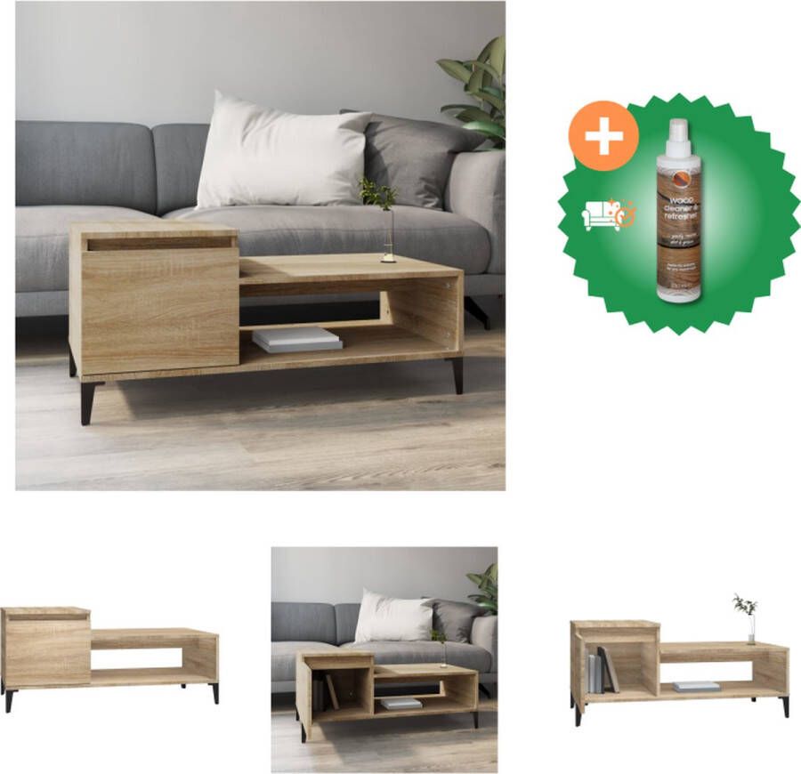 VidaXL Salontafel Sonoma Eiken Bewerkt Hout 100 x 50 x 45 cm Duurzaam materiaal Tafel Inclusief Houtreiniger en verfrisser