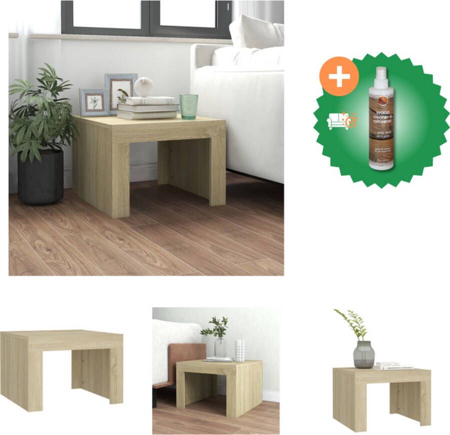 VidaXL Salontafel Sonoma Eiken Bijzettafel 50x50x35 cm Stevig Tafelblad Tafel Inclusief Houtreiniger en verfrisser