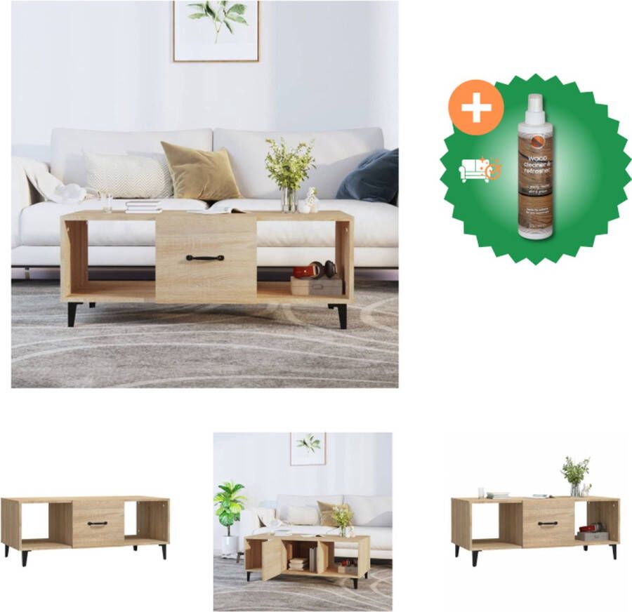 VidaXL Salontafel 102x50x40 cm bewerkt hout sonoma eikenkleurig Tafel Inclusief Houtreiniger en verfrisser