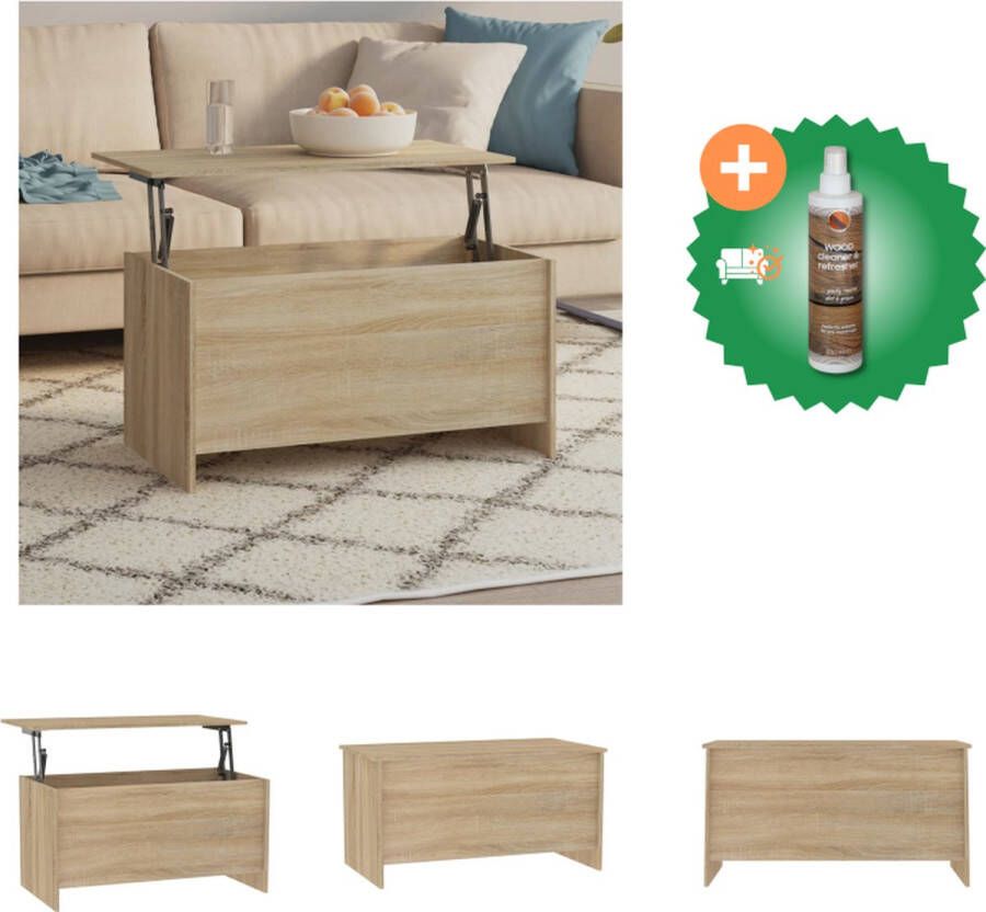 VidaXL Salontafel Sonoma Eiken Lift-top Opbergoplossing Eenvoudig te reinigen Veelzijdige tafel Inclusief Houtreiniger en verfrisser