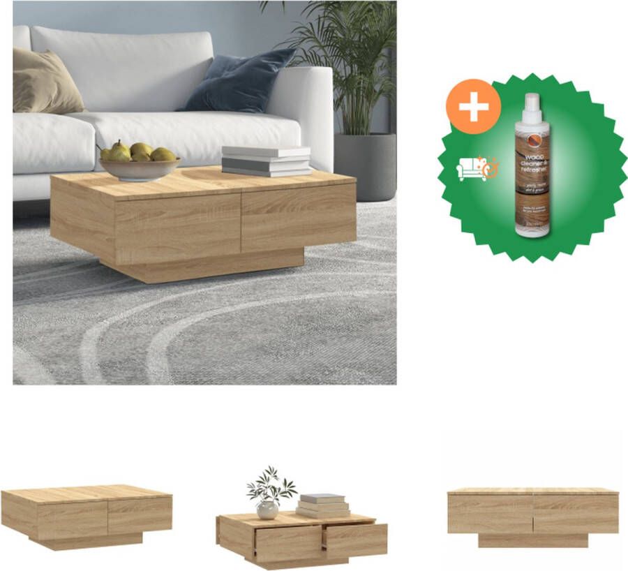 VidaXL Salontafel 90x60x31 cm spaanplaat sonoma eikenkleurig Tafel Inclusief Houtreiniger en verfrisser