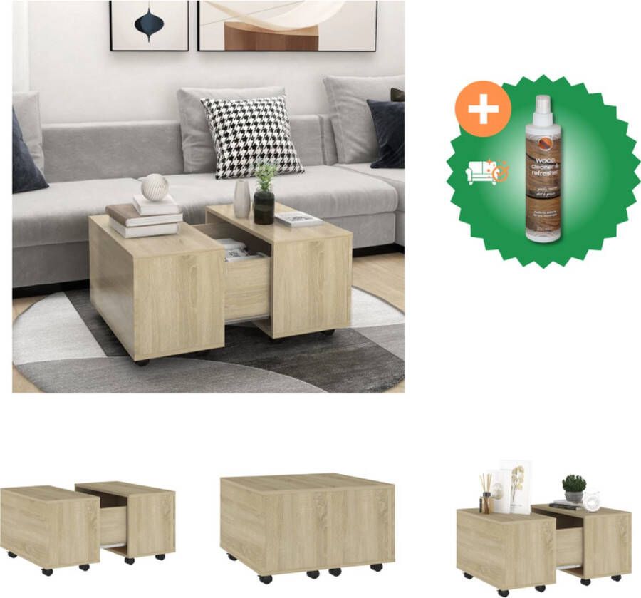 VidaXL Salontafel Scandinavische stijl Opbergschappen 60 x 60 x 30 cm Sonoma eiken Tafel Inclusief Houtreiniger en verfrisser - Foto 2