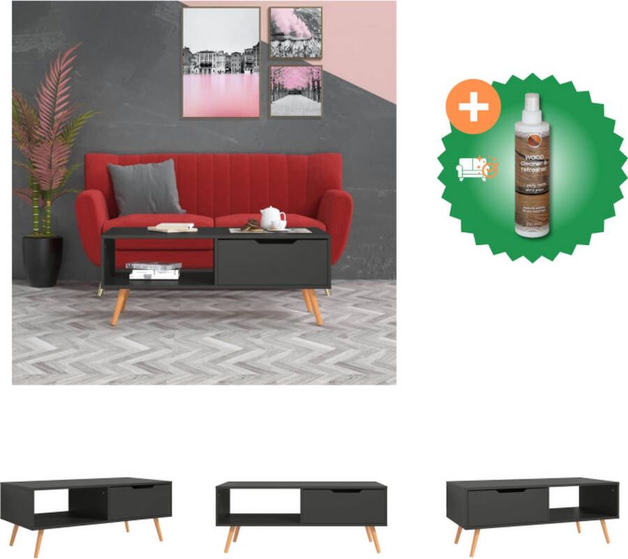 VidaXL Salontafel Spaanplaat 100 x 49.5 x 43cm Grijs Tafel Inclusief Houtreiniger en verfrisser