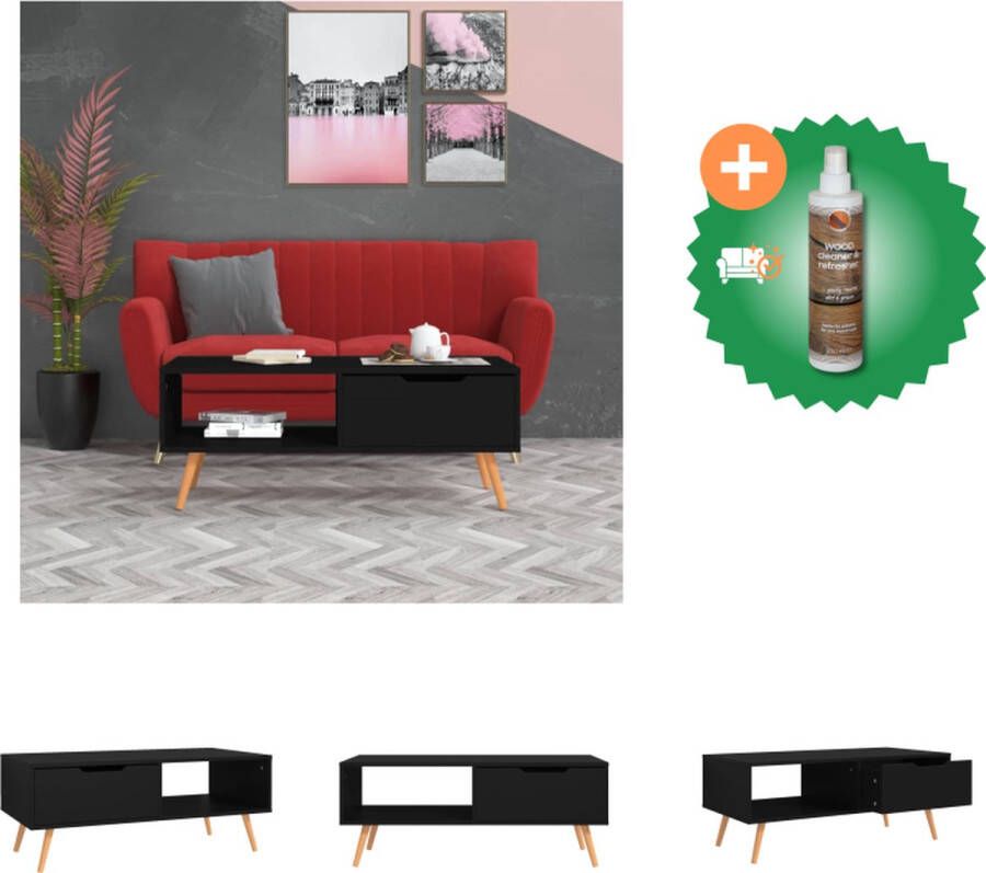 VidaXL Salontafel 100x49-5x43 cm spaanplaat zwart Tafel Inclusief Houtreiniger en verfrisser