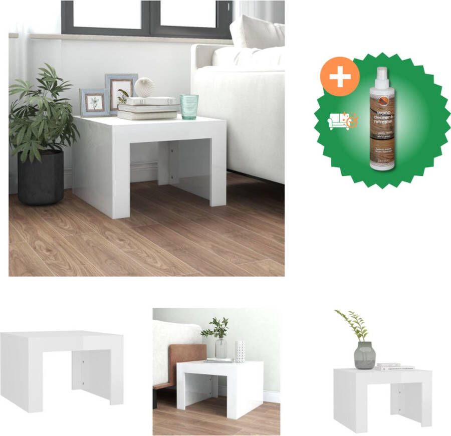 VidaXL Salontafel Spaanplaat 50 x 50 x 35 cm Hoogglans wit Tafel Inclusief Houtreiniger en verfrisser