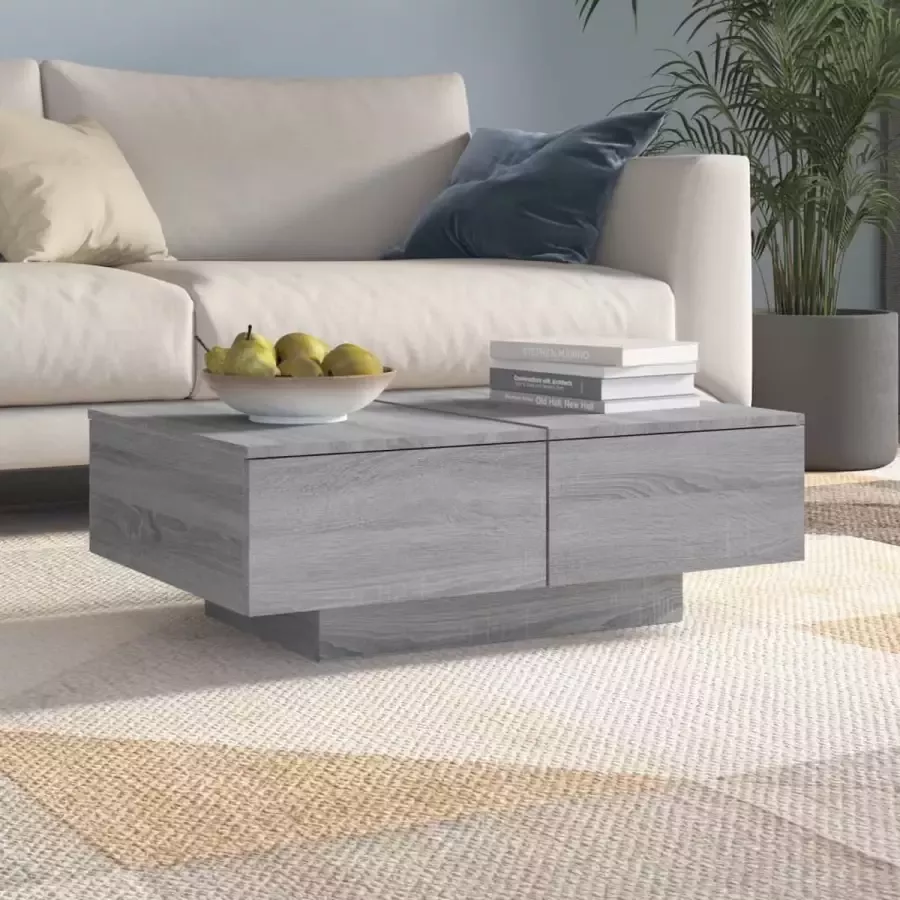 VidaXL Salontafel spaanplaat 90x60x31 cm grijs